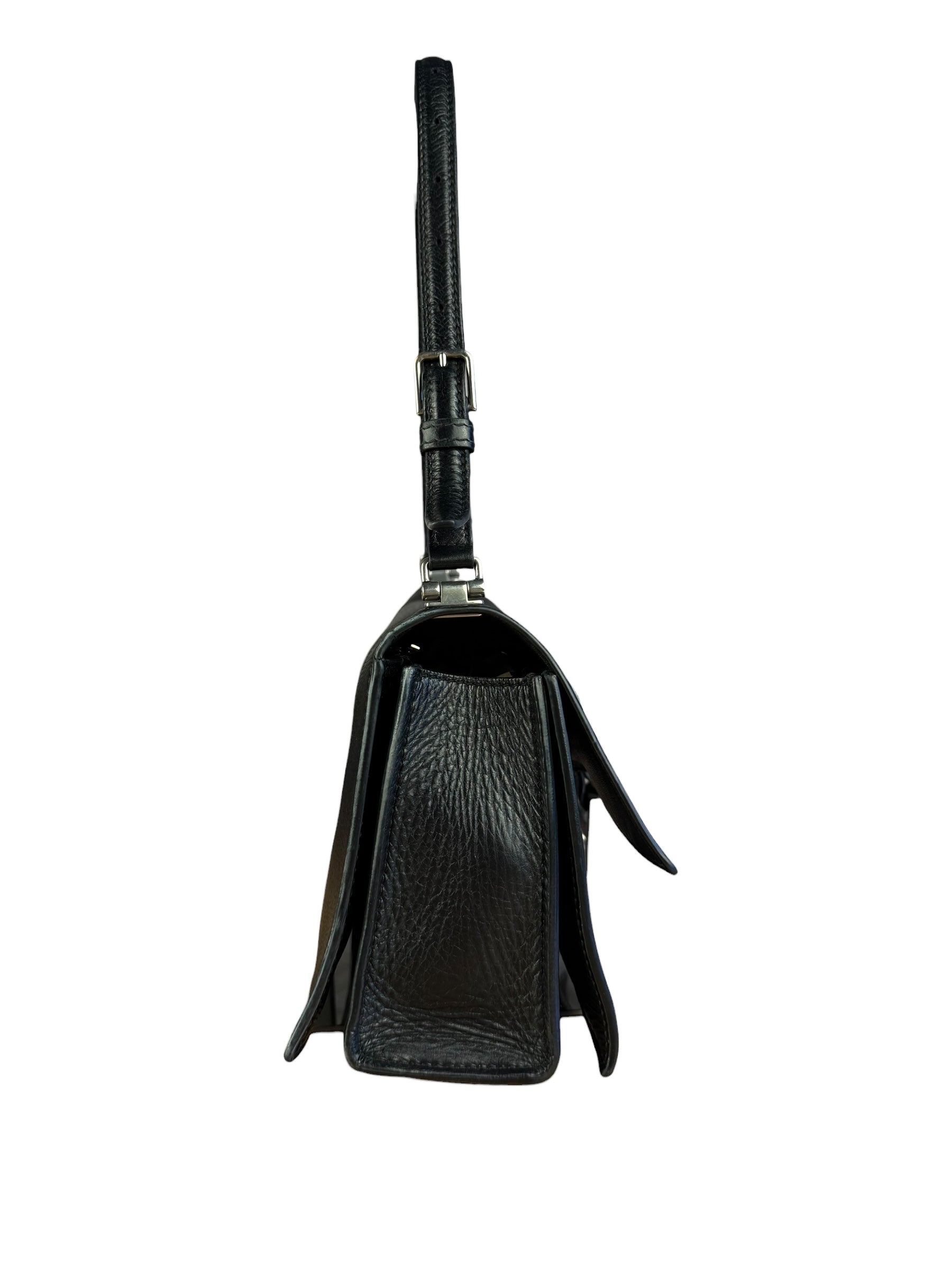 Balenciaga Crush Sling Shoulder Bag Black Leather