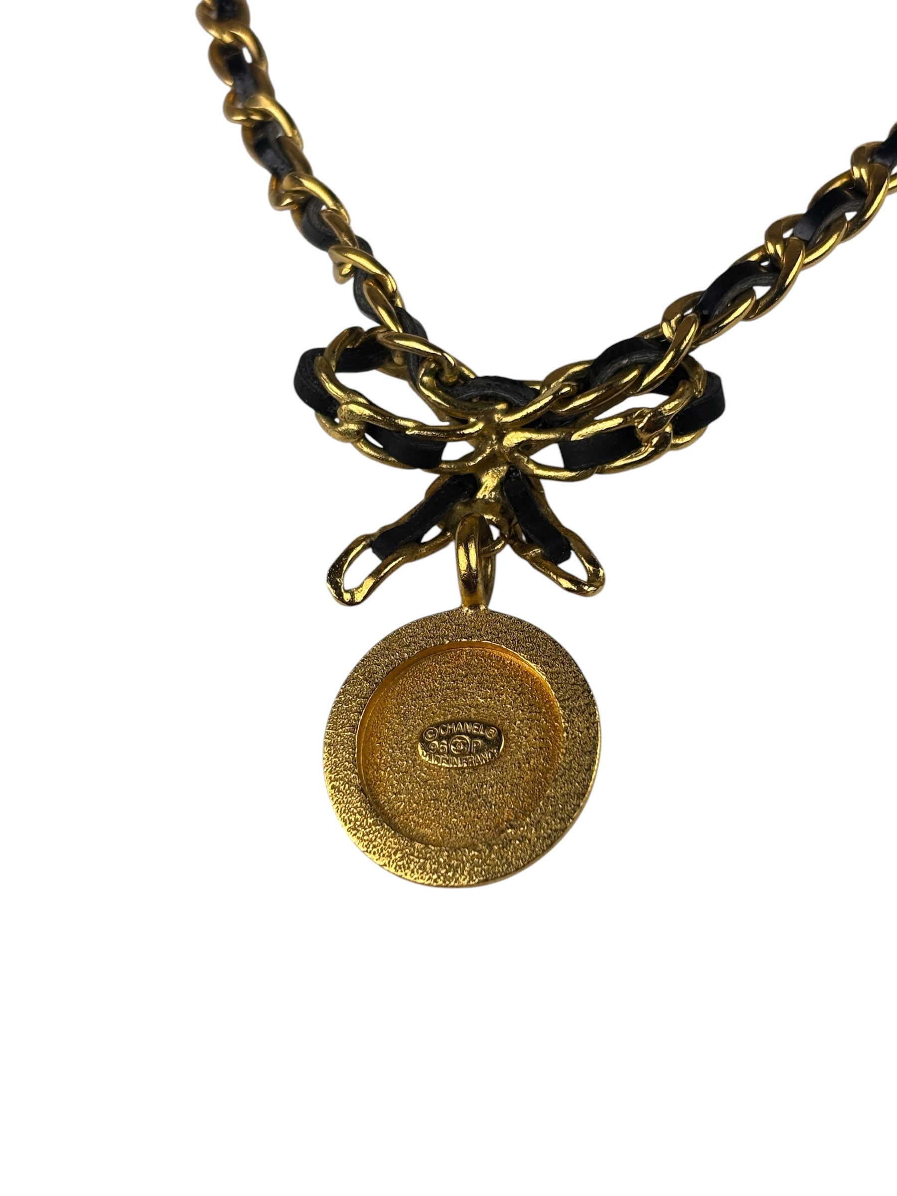 Chanel Vintage Strass & Patent Leather Bow Coin Choker Mid 90s