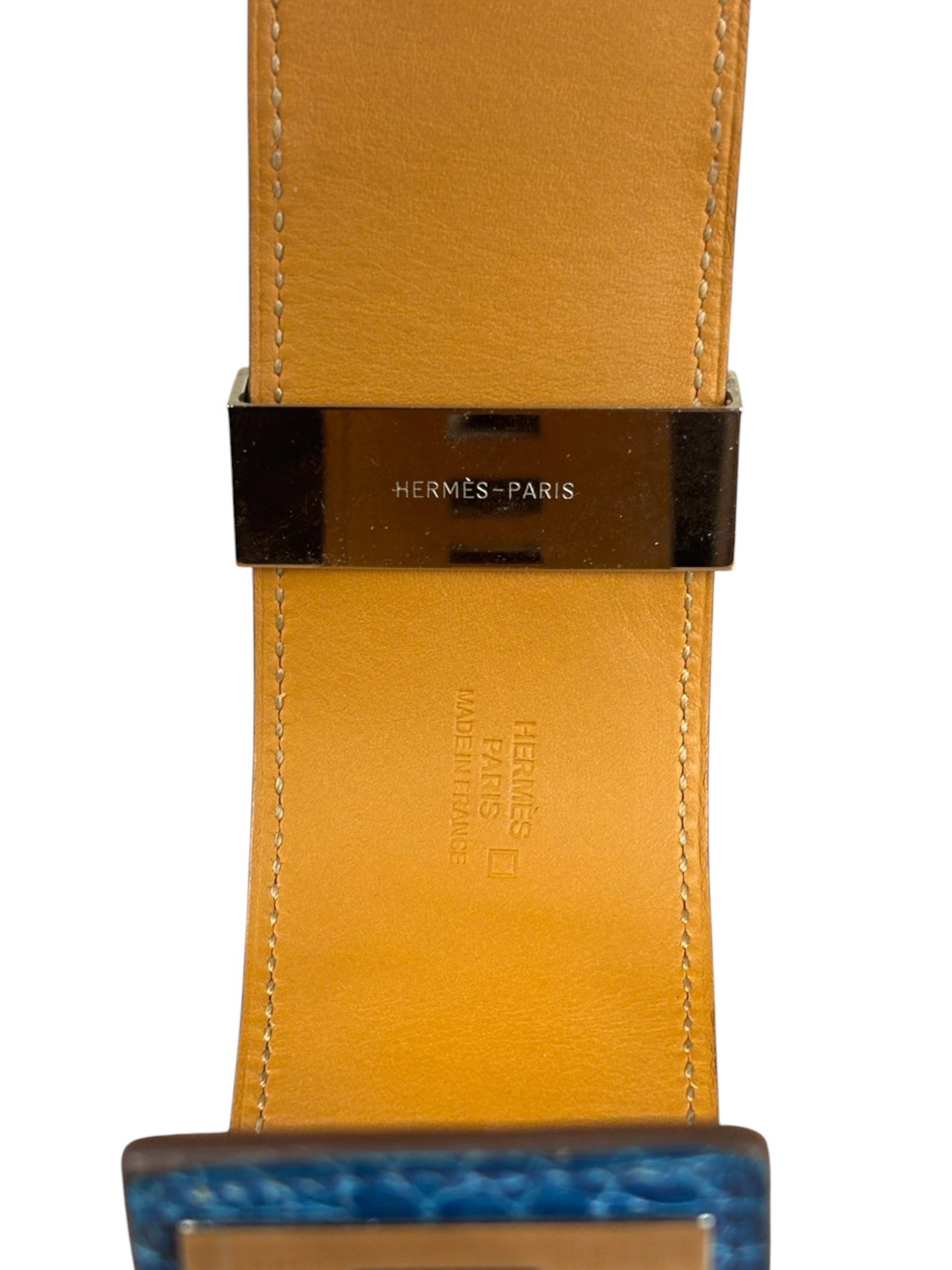 Hermes Blue Alligator Collier De Chien Bracelet