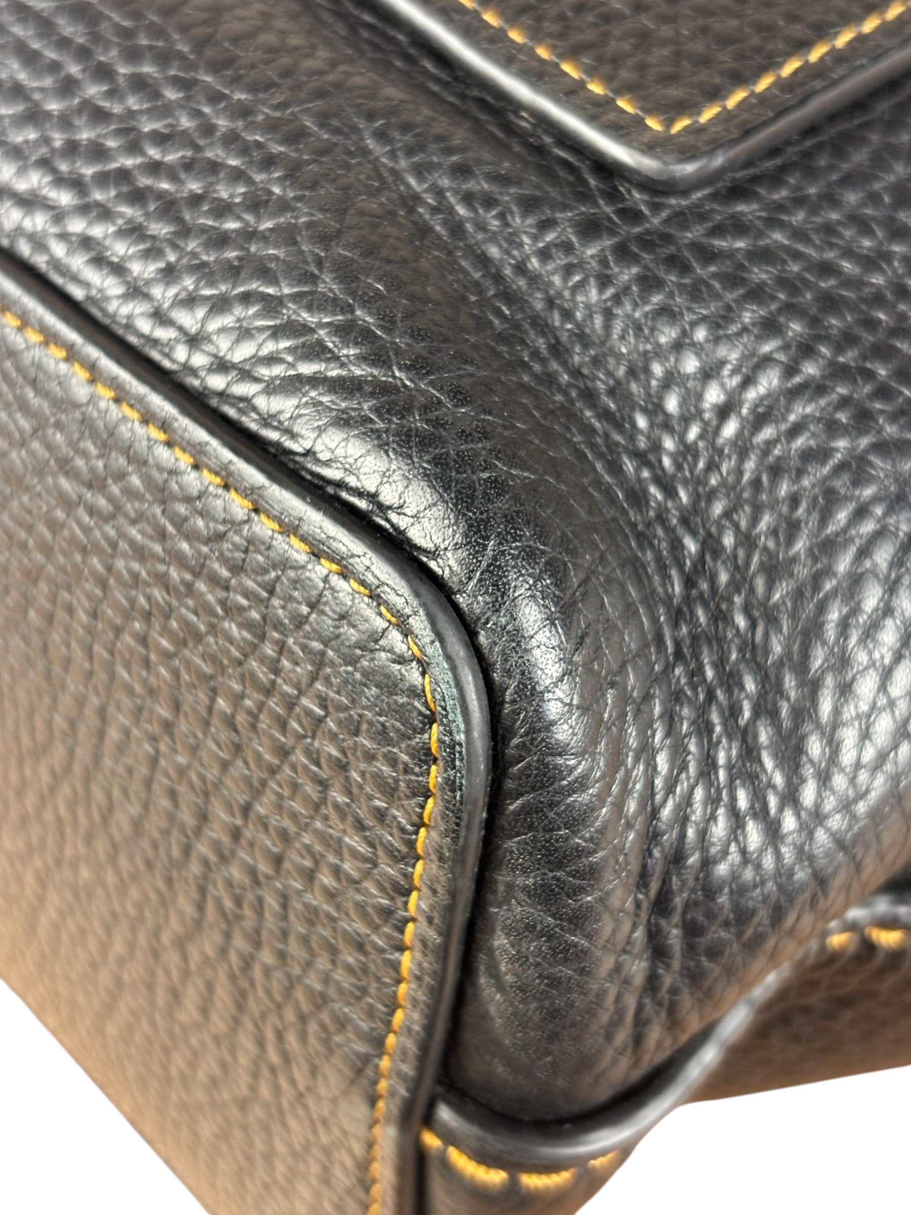 Coach Pebbled Leather Shoulder Bag Black Turn-Lock