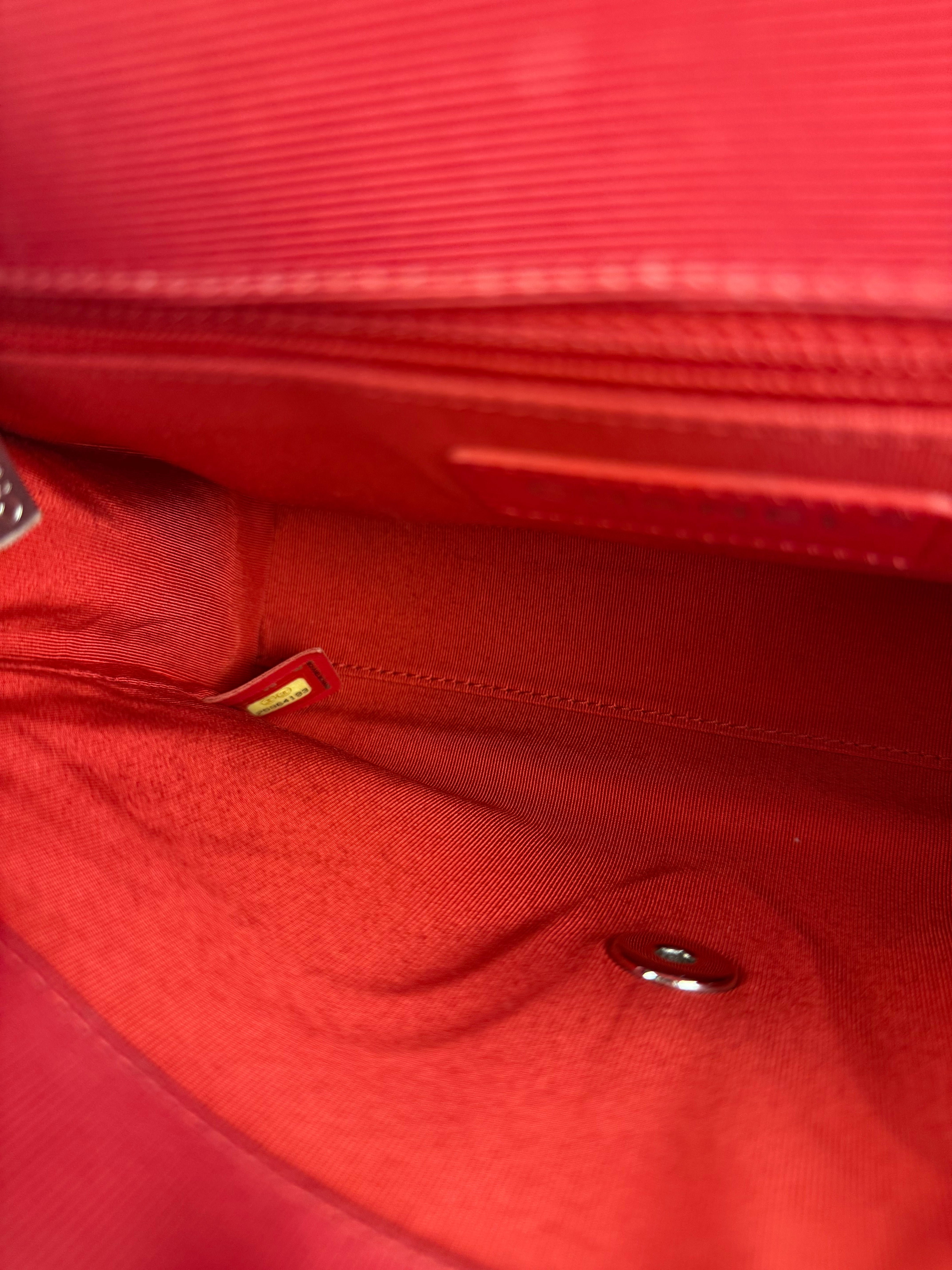 Chanel Red CC Quilted Crumpled Calfskin Flap Bag 2018