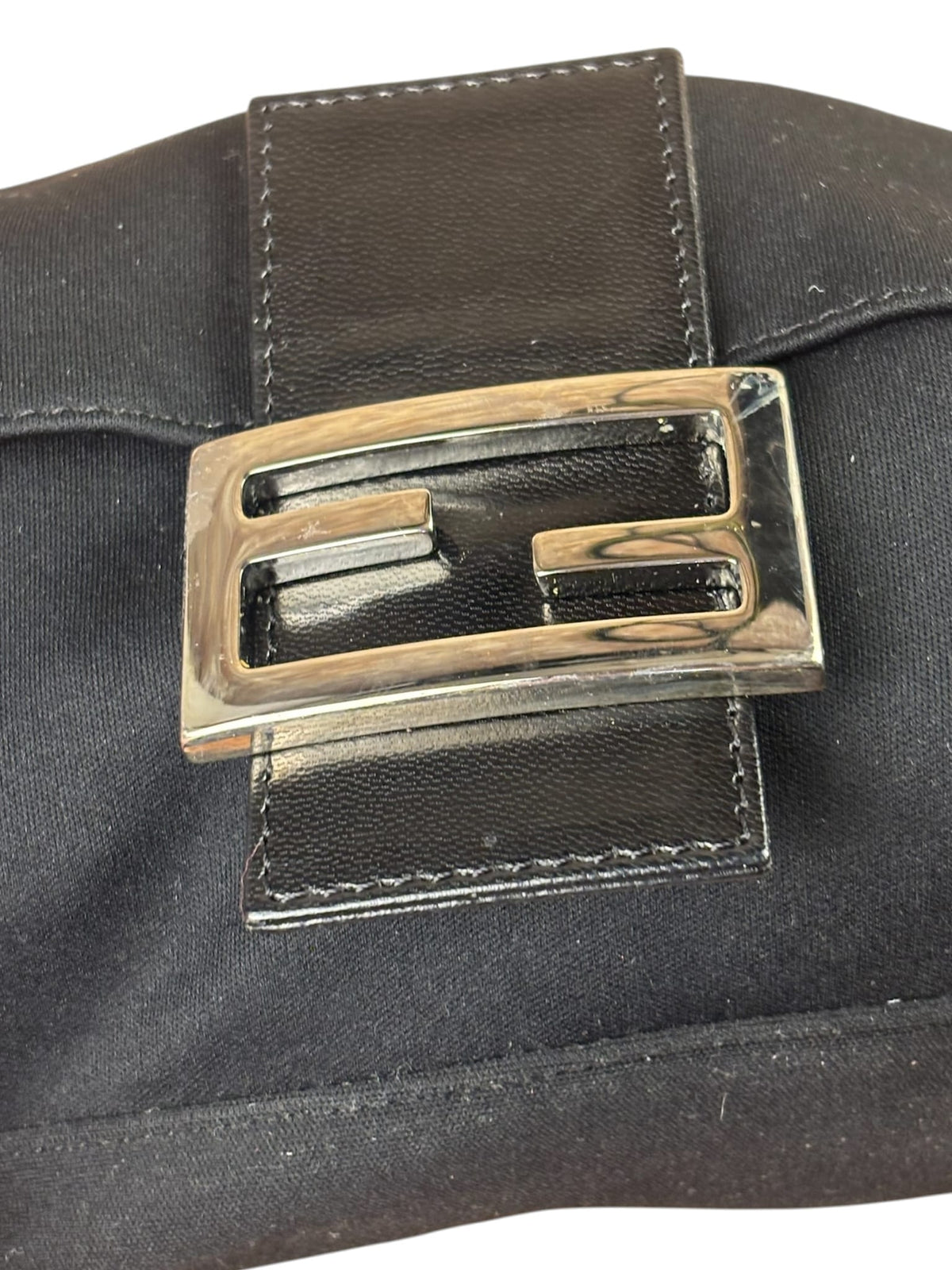 Fendi Black Leather Trim Neoprene Baguette