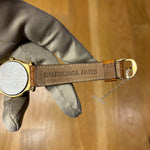 Balenciaga Gold Plated Champagne Dial Brown Leather Strap