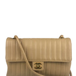 Chanel Vintage Tan Vertical Quilt Flap Shoulder Bag 1989
