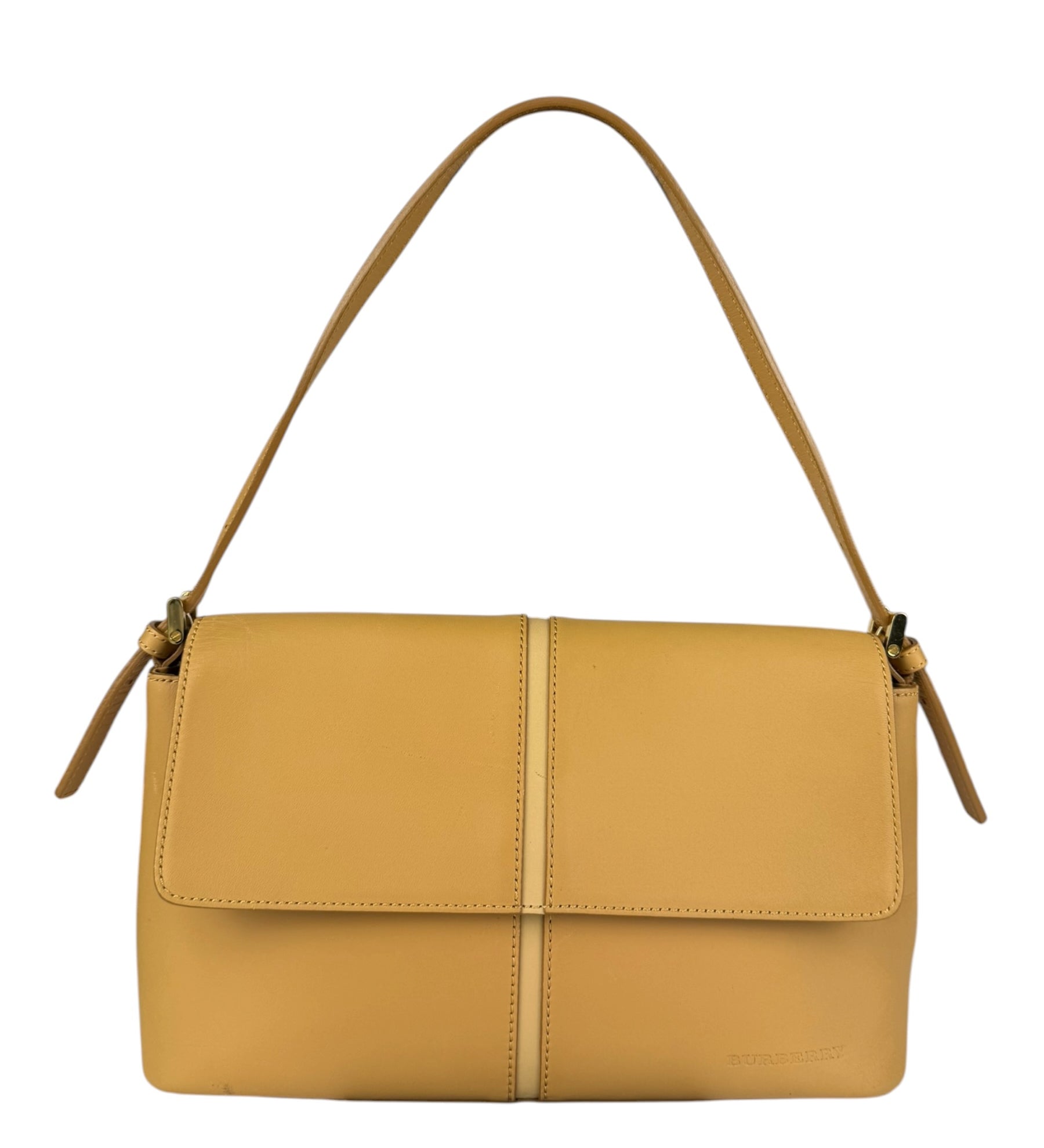Burberry Vintage Beige Leather Flap Shoulder Bag