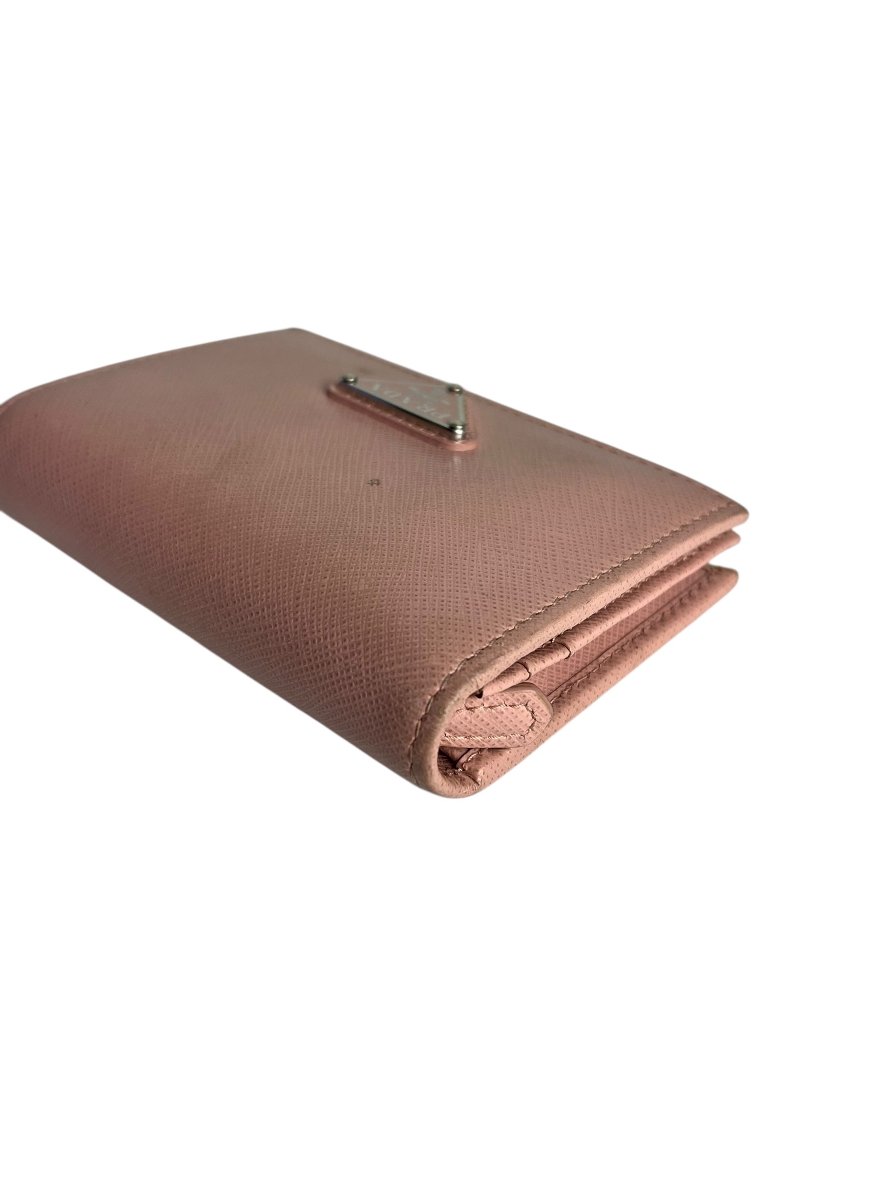 Prada Pink Saffiano Leather Compact Wallet