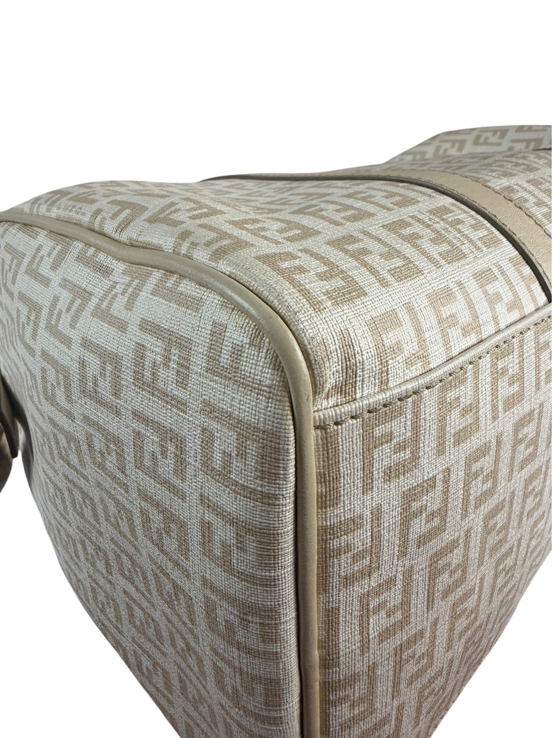 Fendi Vintage Beige Zucca Mini Boston Bag