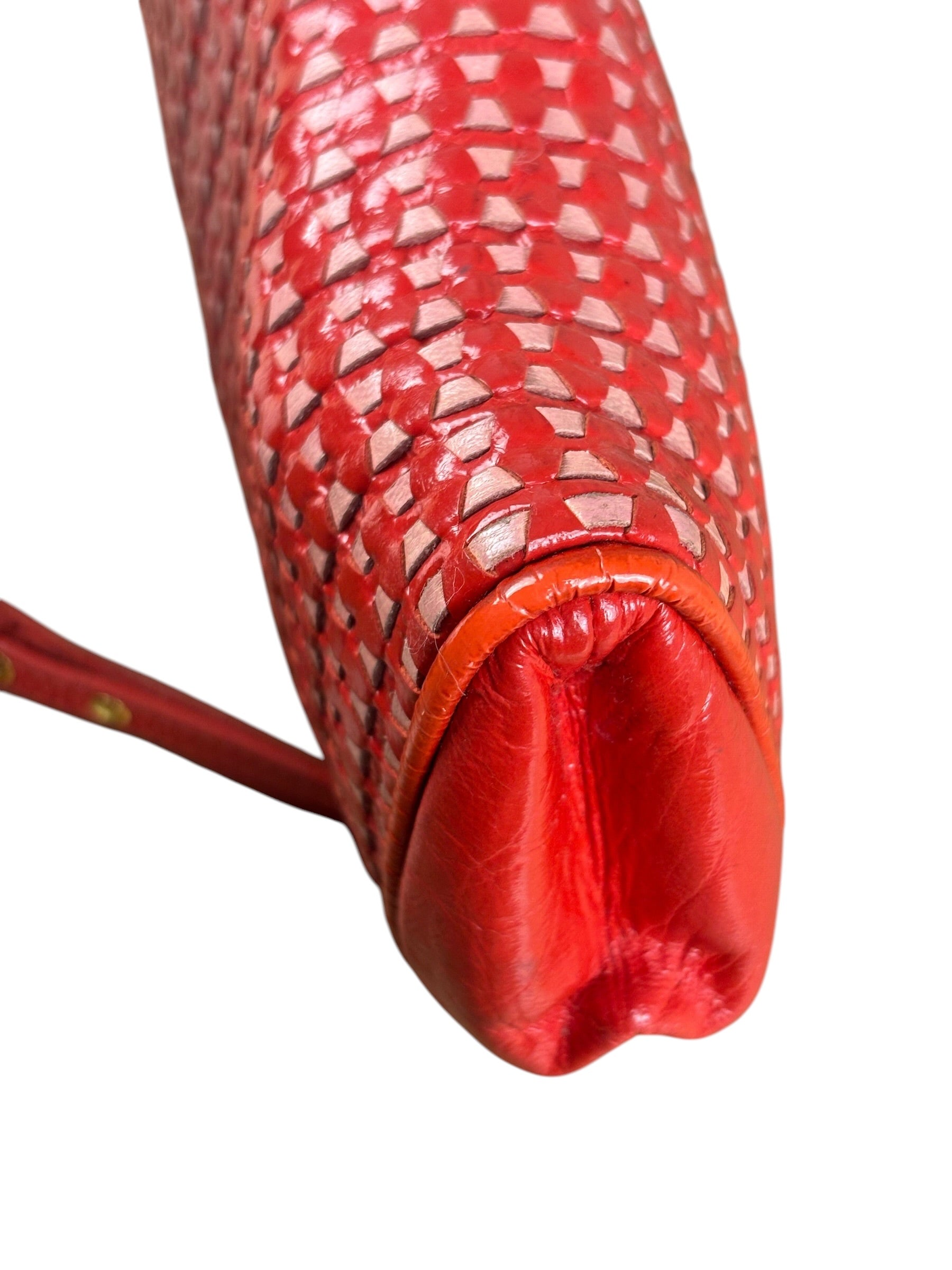 Miu Miu Bicolor Leather Striking Patterned Clutch