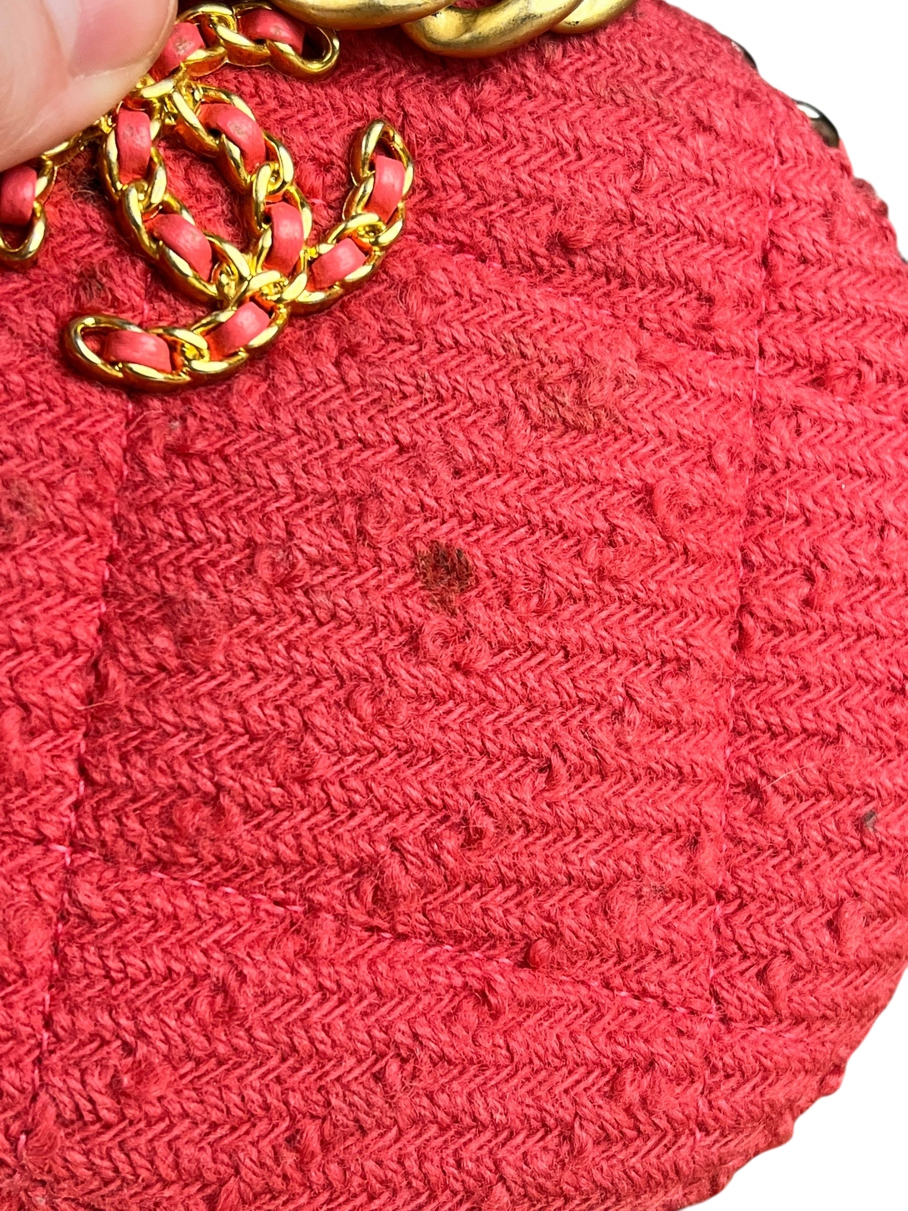 Chanel 19 Round Pink Tweed Chain Shoulder Bag