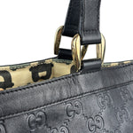 Gucci Black Leather GG Supreme D-Ring Abbey Tote
