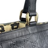 Gucci Black Leather GG Supreme D-Ring Abbey Tote