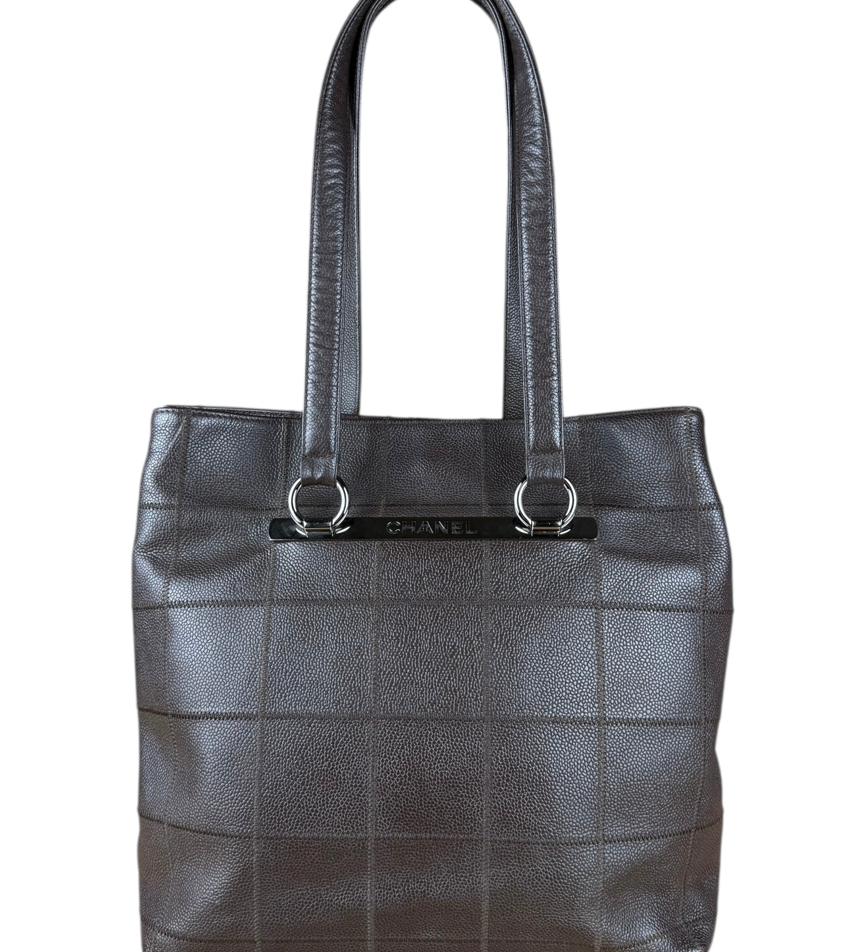 Chanel Brown Leather Chocolate Bar Tote 2004