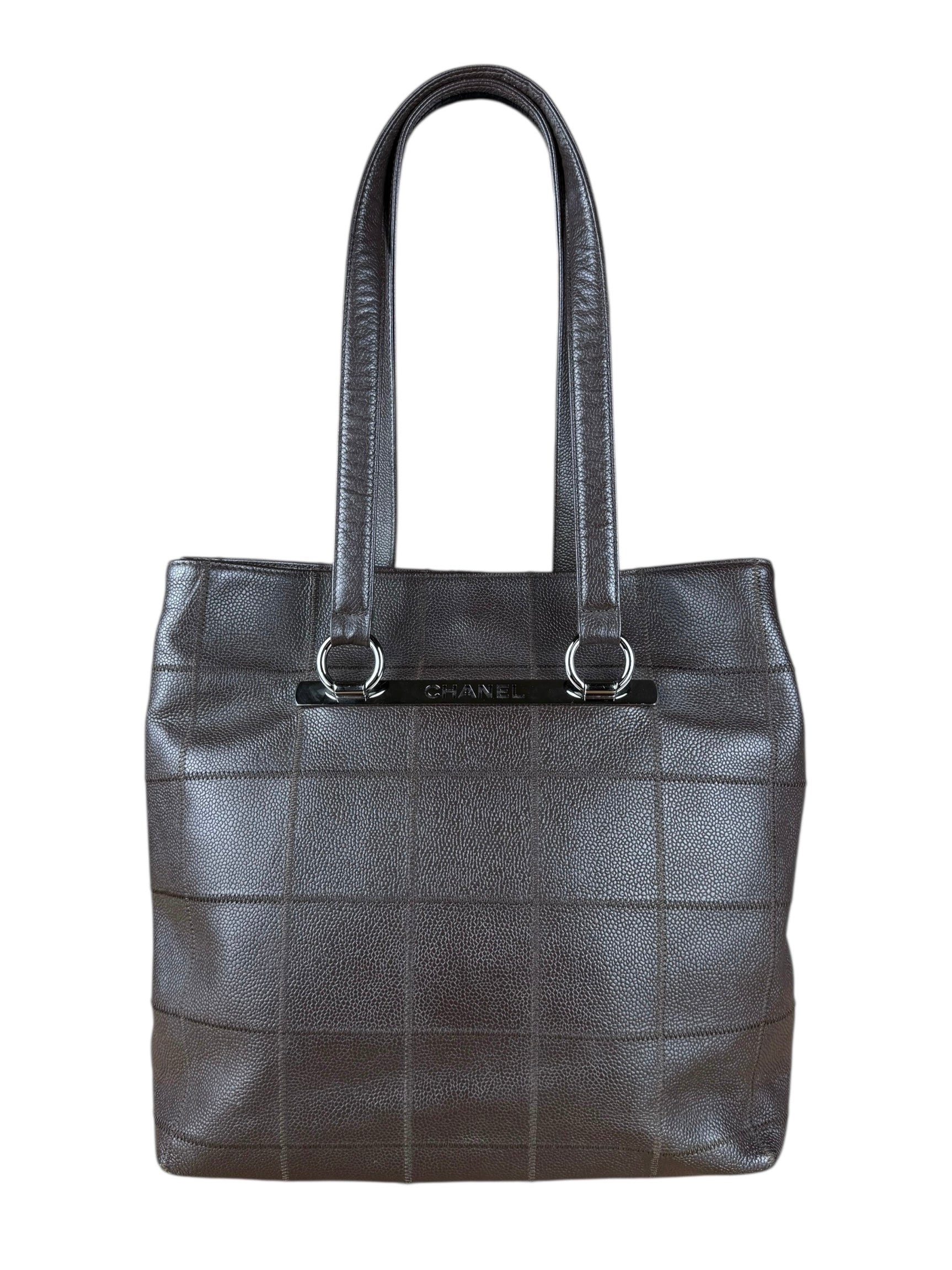 Chanel Brown Leather Chocolate Bar Tote 2004