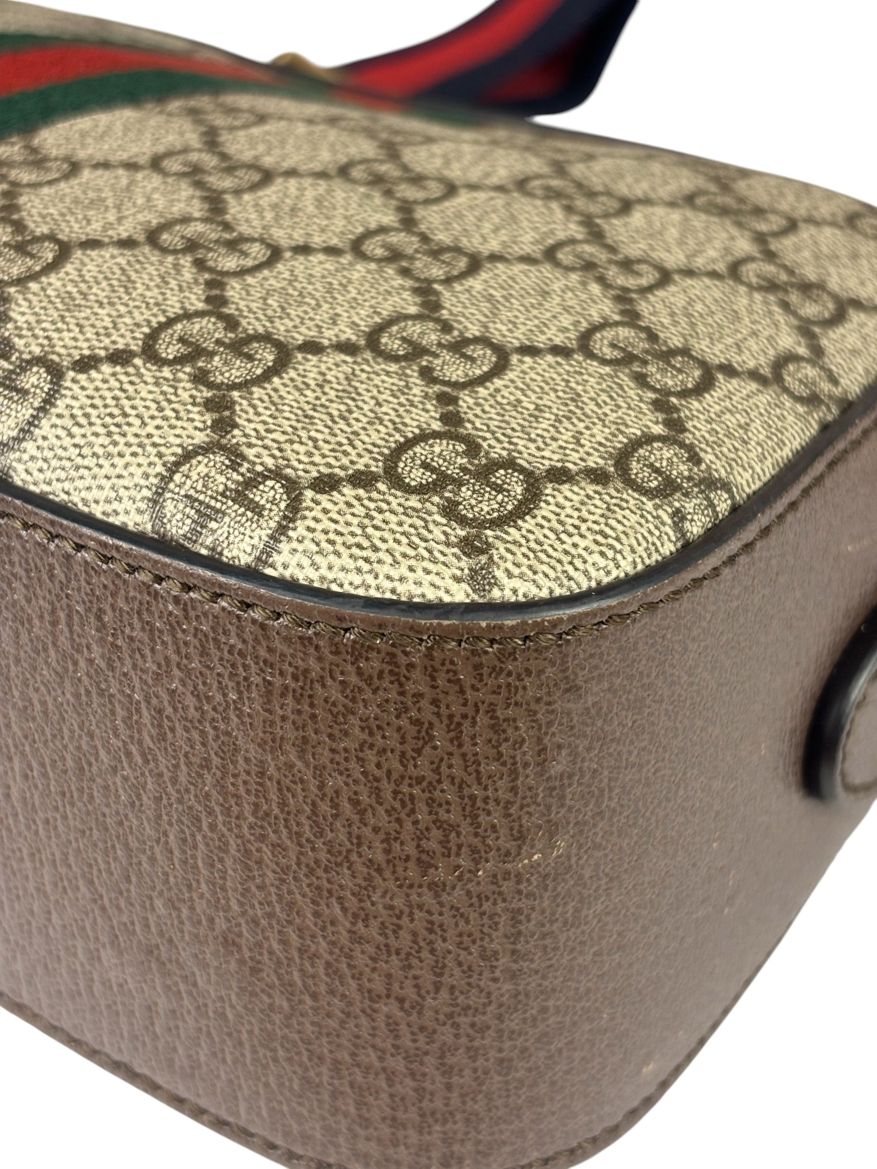 Gucci Beige GG Supreme Ophidia Camera Bag