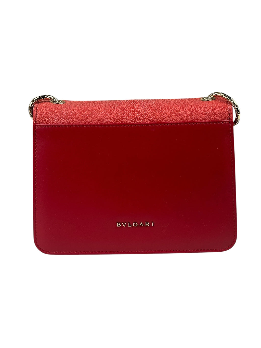Bvlgari Red Calfskin Serpenti Forever Galuchat Crossbody Bag