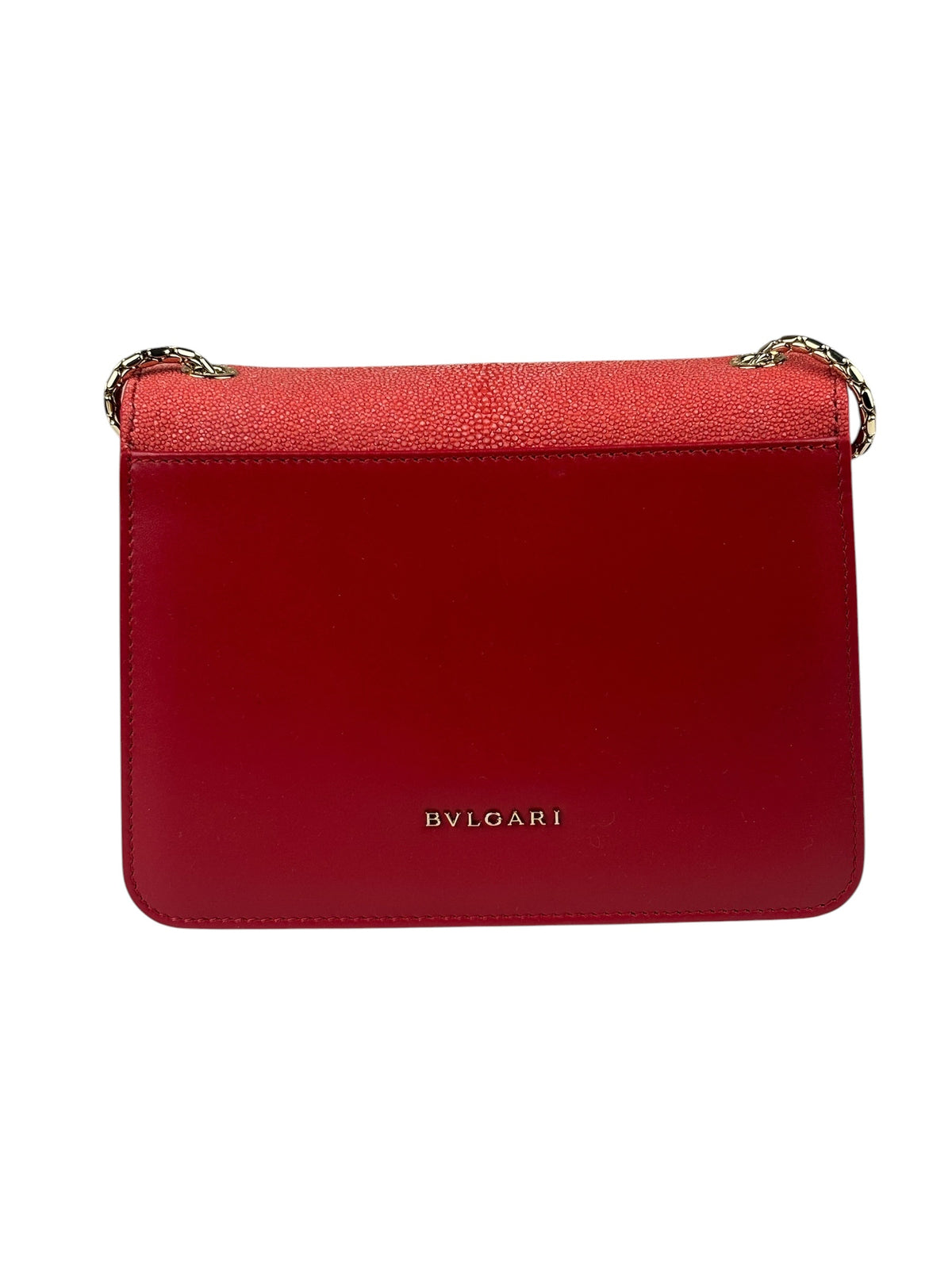 Bvlgari Red Calfskin Serpenti Forever Galuchat Crossbody Bag