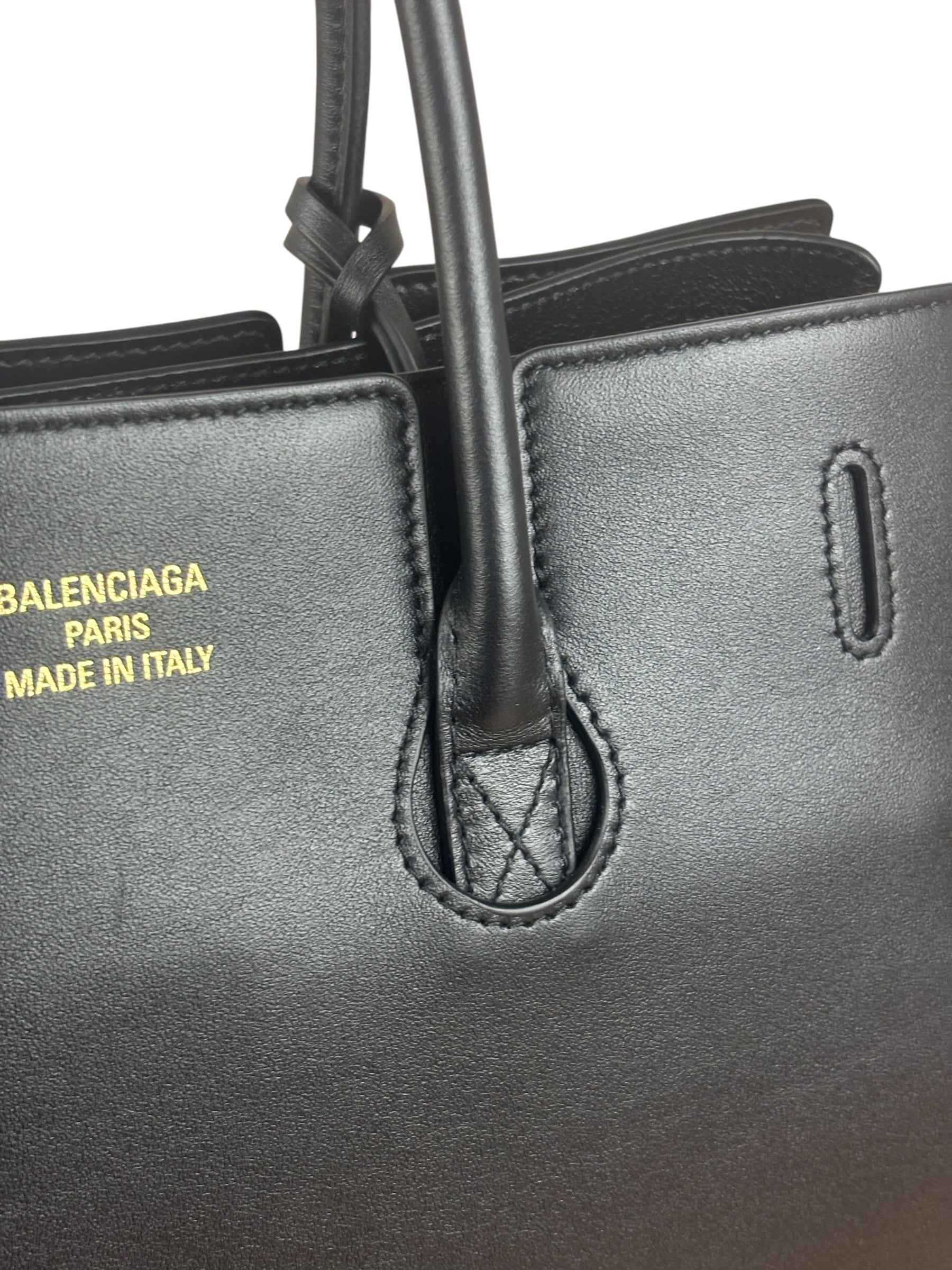 Balenciaga Black Leather Bel Air Carry All Two-Way Bag
