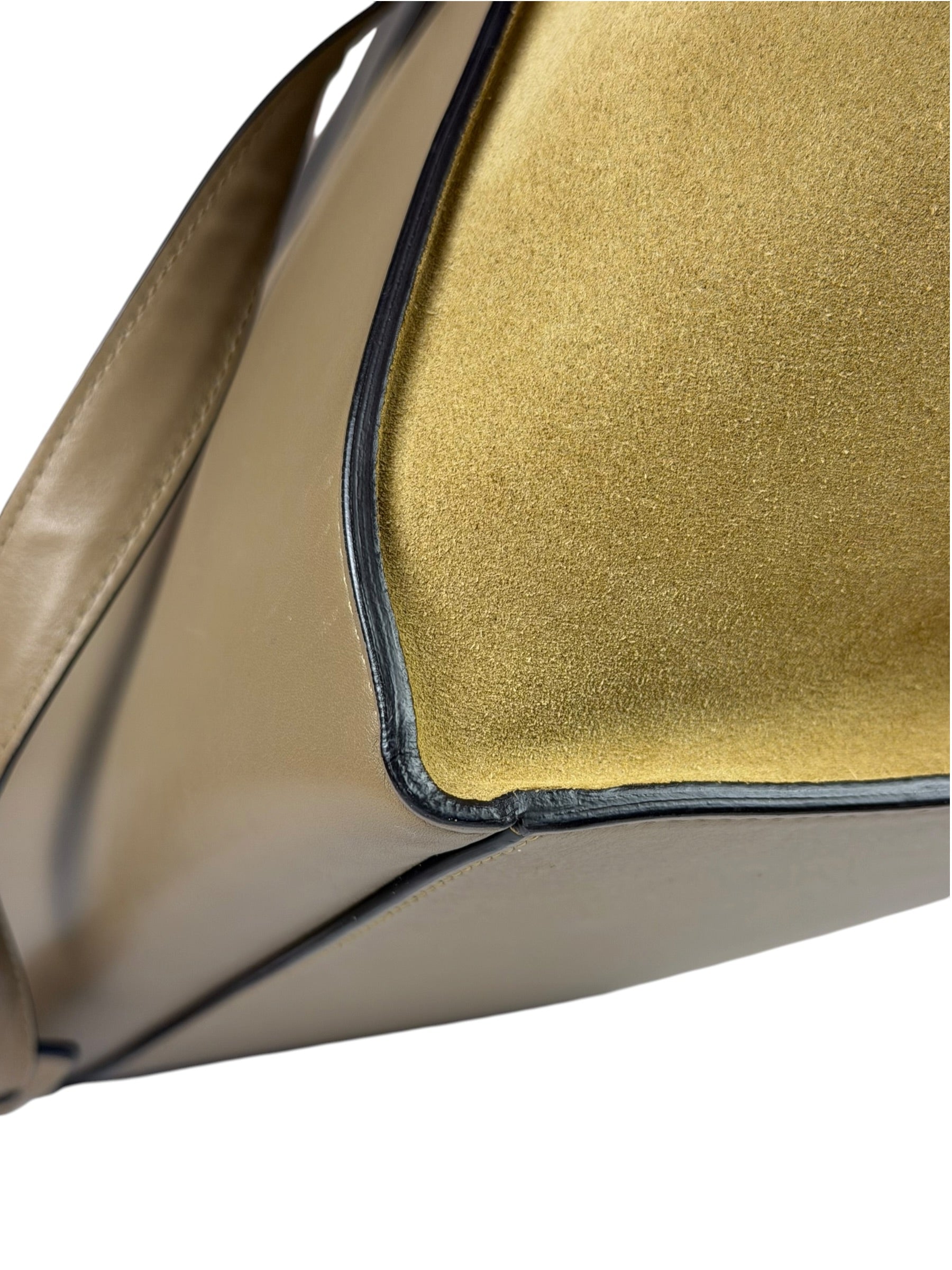 Celine Tri-Color Beige Leather/Suede Trapeze Medium Two-Way Bag