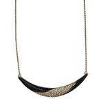 Christian Dior Black Enamel & Pave Rhinestone Crescent Chocker Necklace