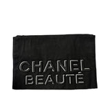 Chanel Beauty Black Canvas Spell-Out Zip Pouch