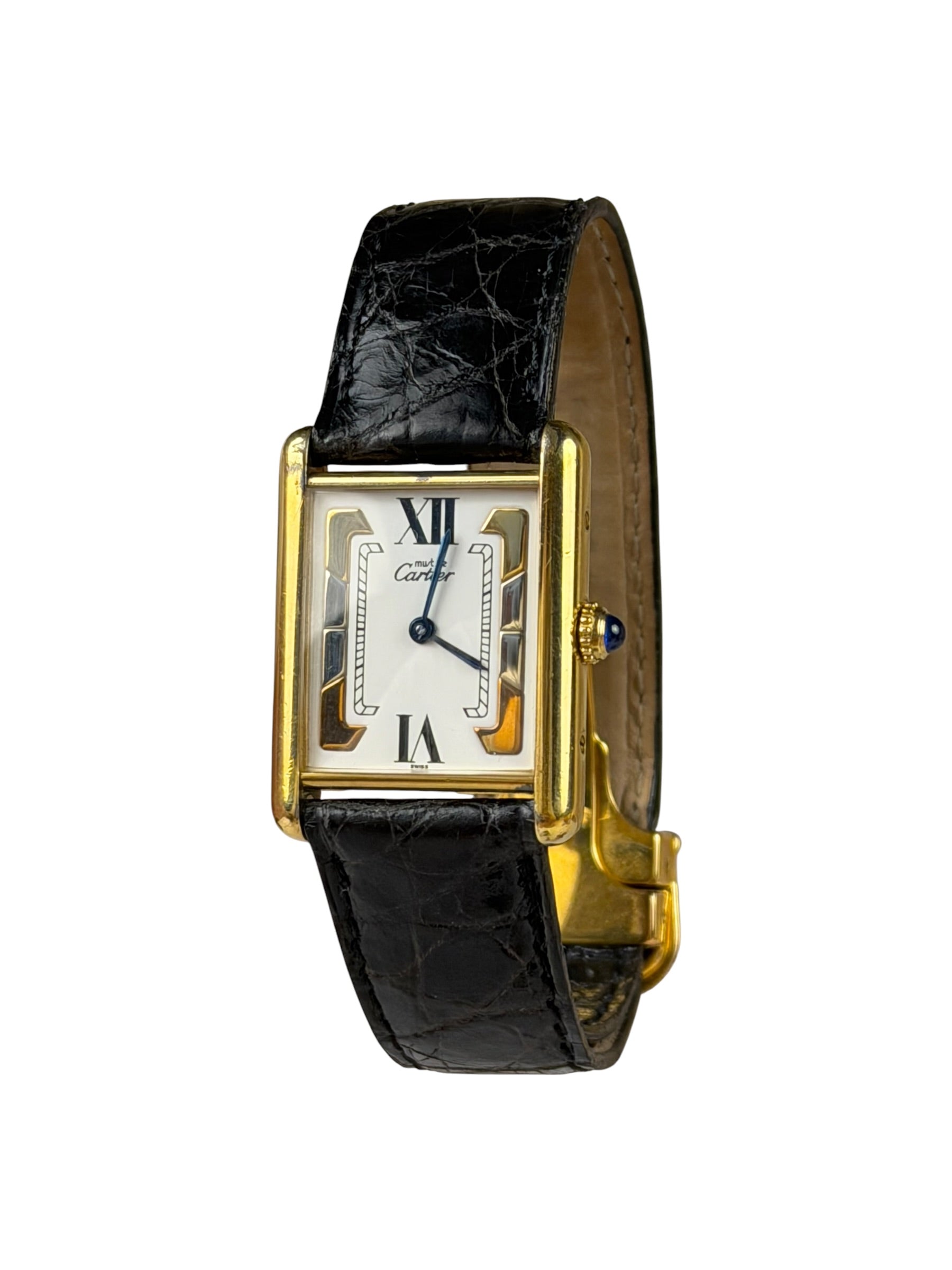 Cartier Must De Tank Tri Color Black Strap