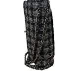 Chanel Black Tweed/Caviar Leather Houndstooth Double Flap Bag 2017