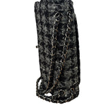 Chanel Black Tweed/Caviar Leather Houndstooth Double Flap Bag 2017