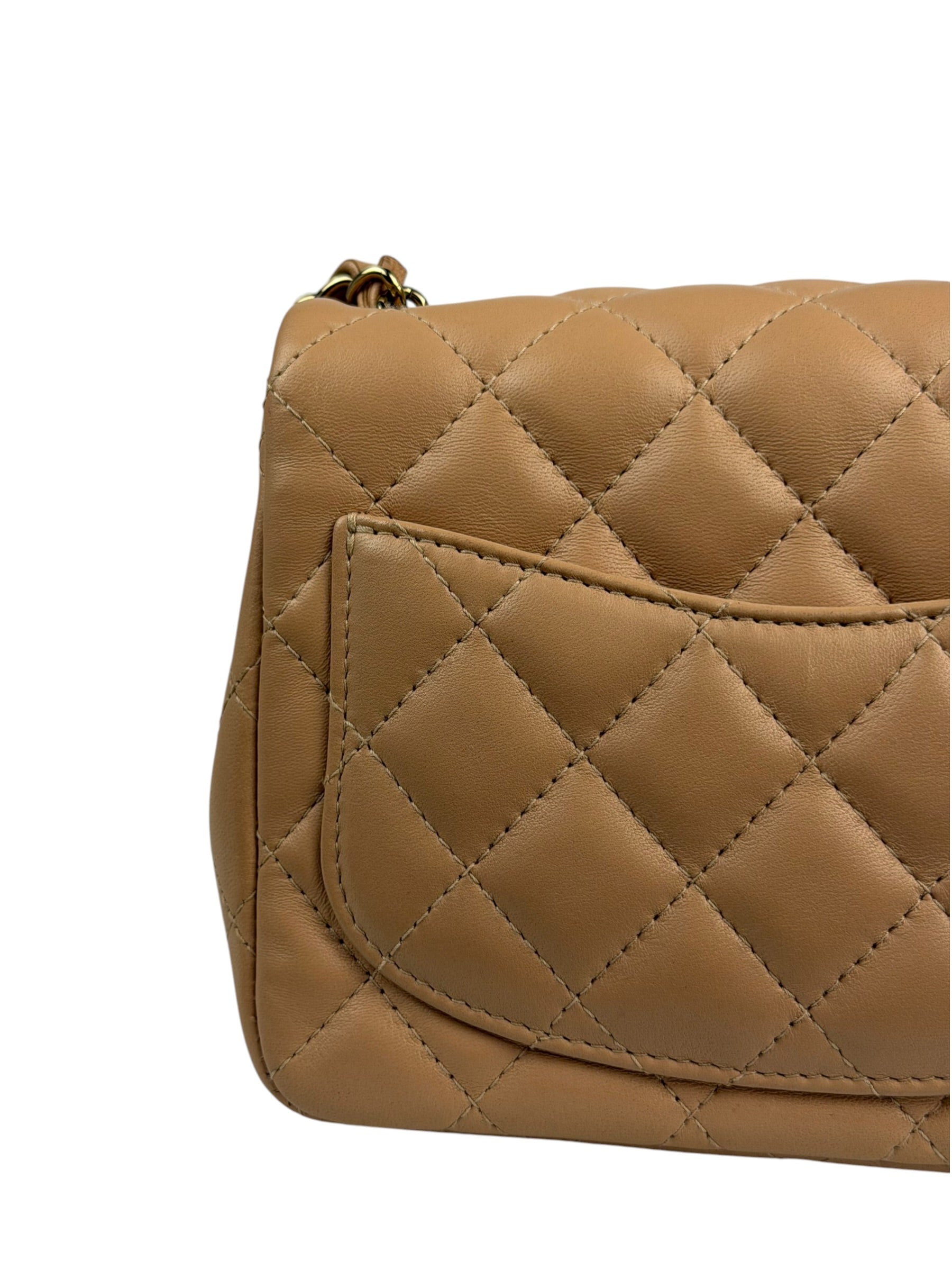 Chanel Beige Quilted Lambskin Mini Flap Bag 2023