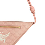 MCM Pink Triangle Logo Fold-Over Shoulder Bag