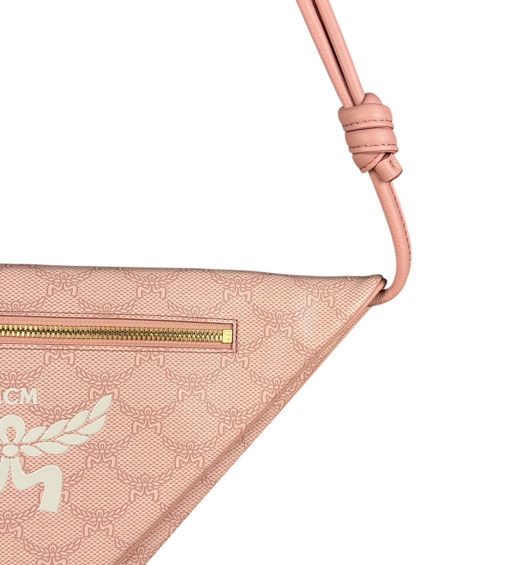 MCM Pink Triangle Logo Fold-Over Shoulder Bag