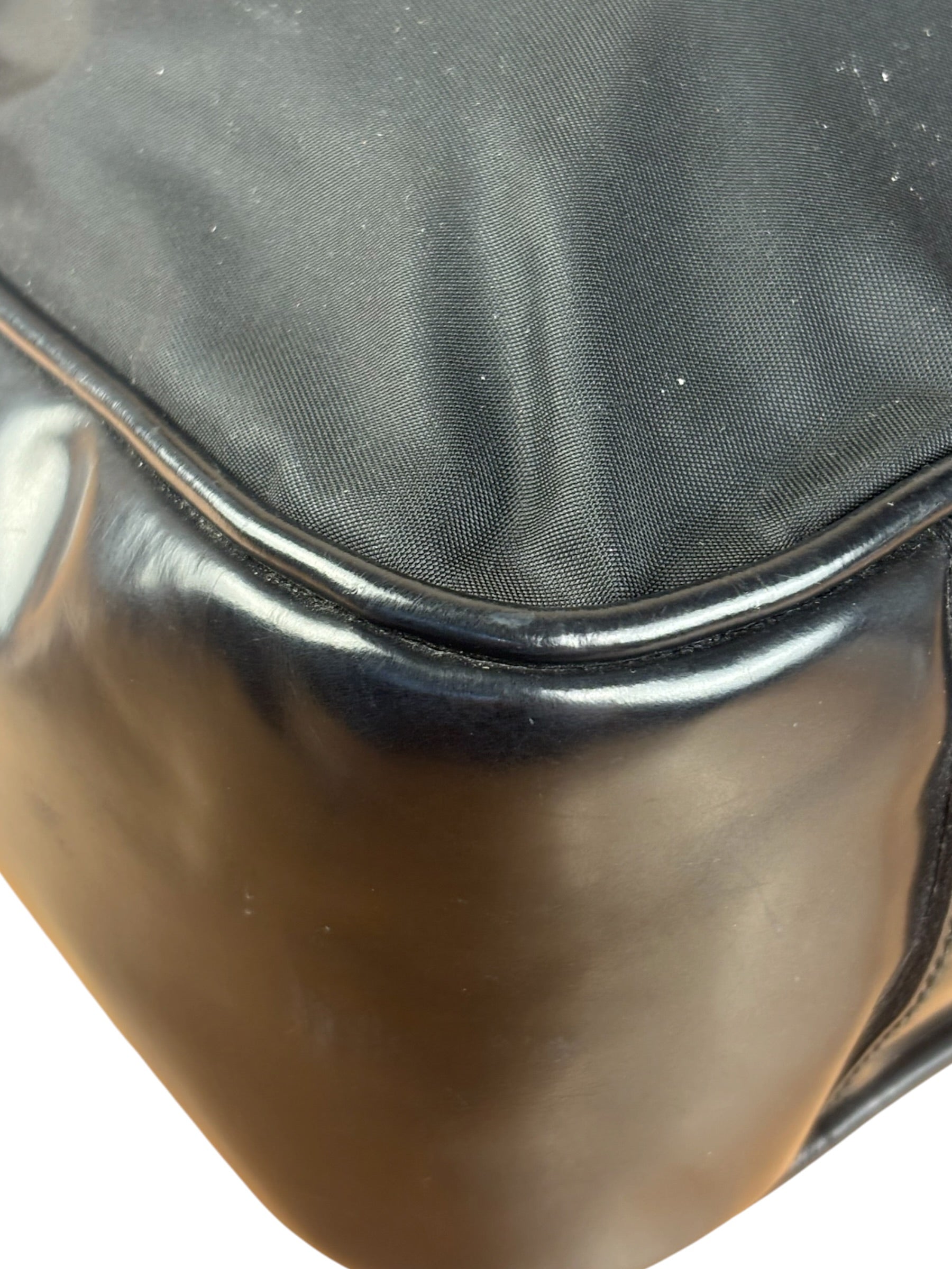 Prada Black Tessuto Nylon Leather Trim Hobo Bag