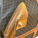 Celine Brown Leather Canvas Macadam Travel Handbag