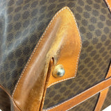 Celine Brown Leather Canvas Macadam Travel Handbag