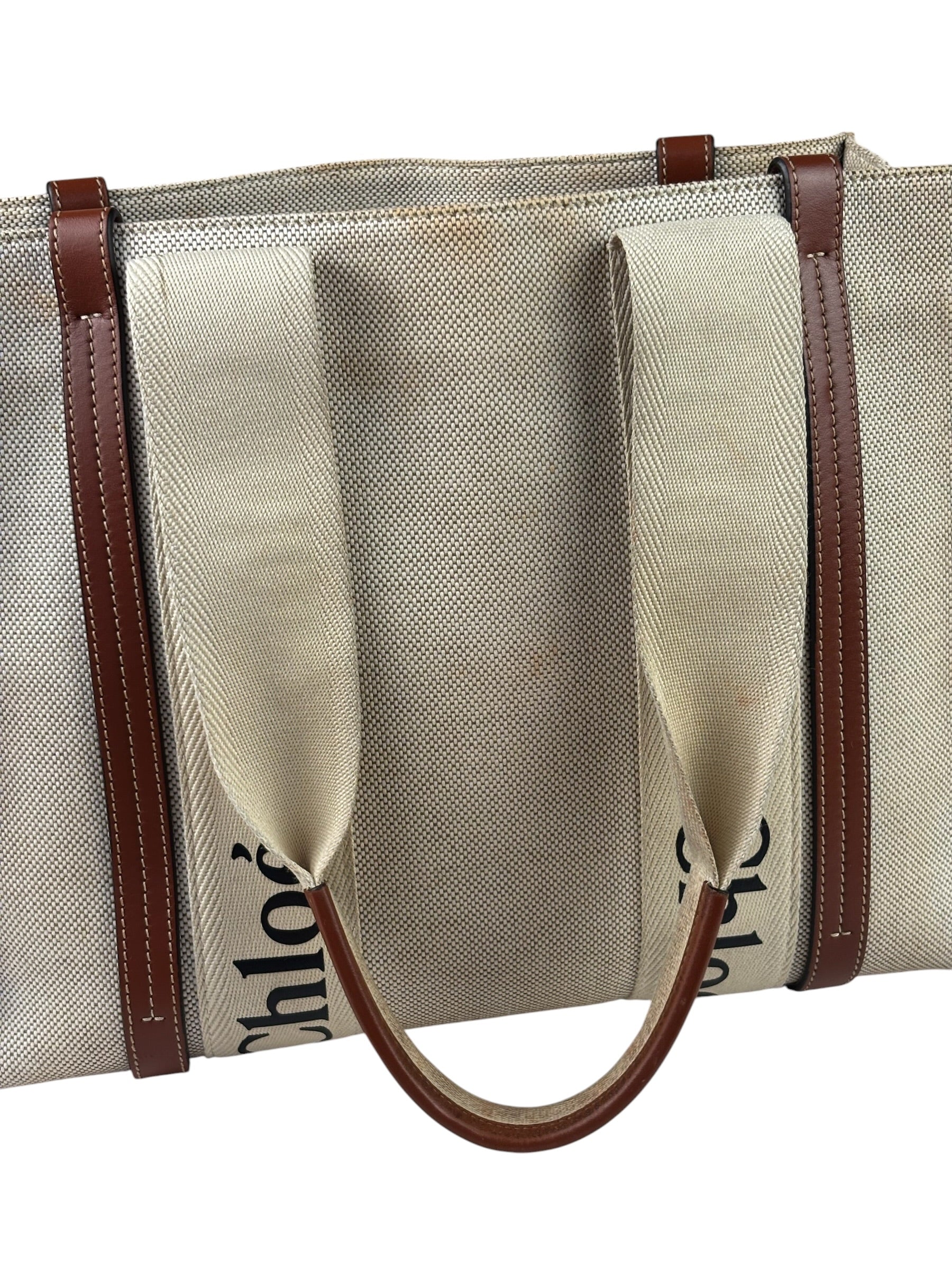 Chloé Canvas Beige/Brown Medium Woody Tote