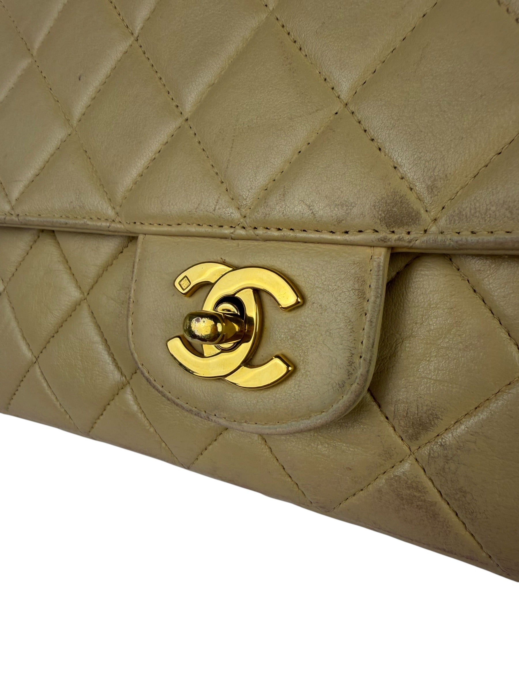 Chanel Vintage Beige Clair Quilted Leather Classic Flap Bag 2004