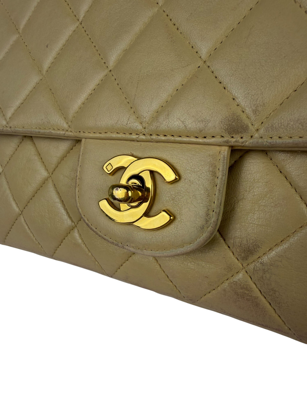 Chanel Vintage Beige Clair Quilted Leather Classic Flap Bag 2004
