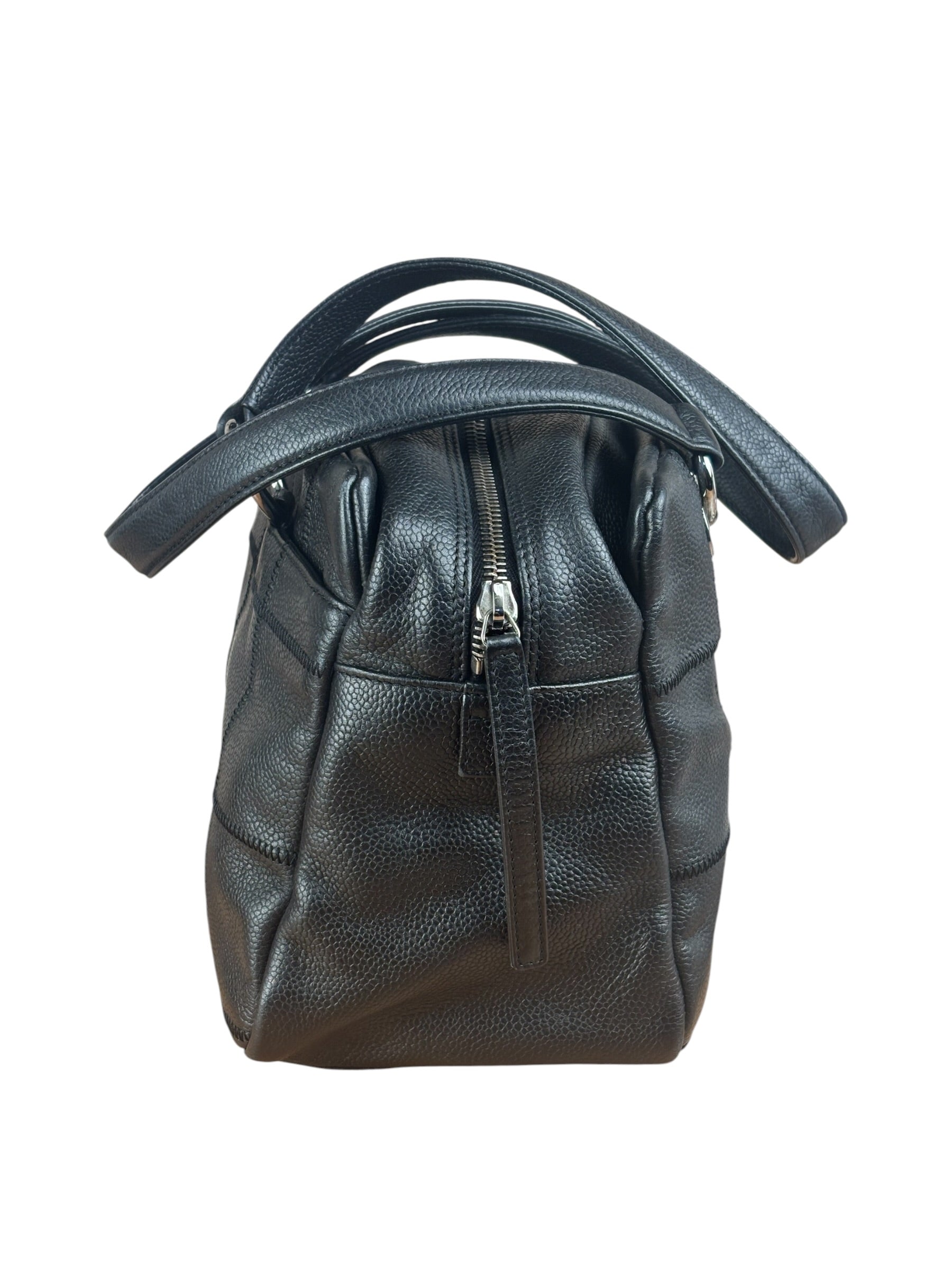 Chanel Black Leather Chocolate Bar Shoulder Bag 2004