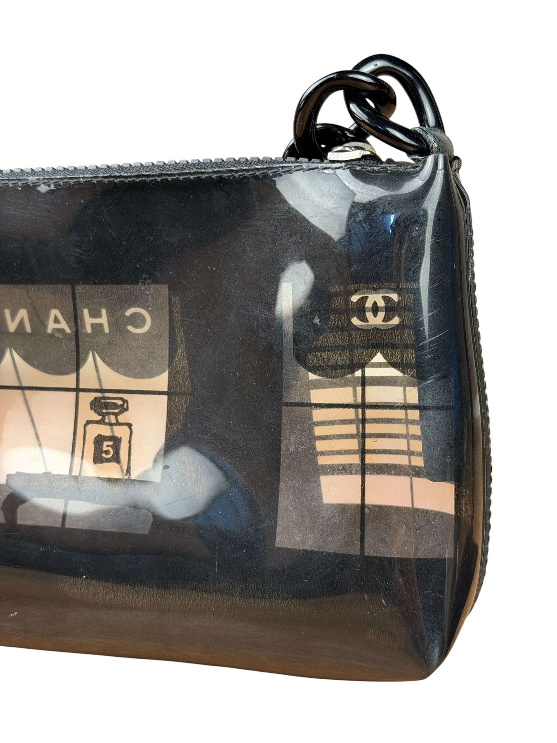 Chanel Black PVC Vinyl Coco Windows Pochette 2003