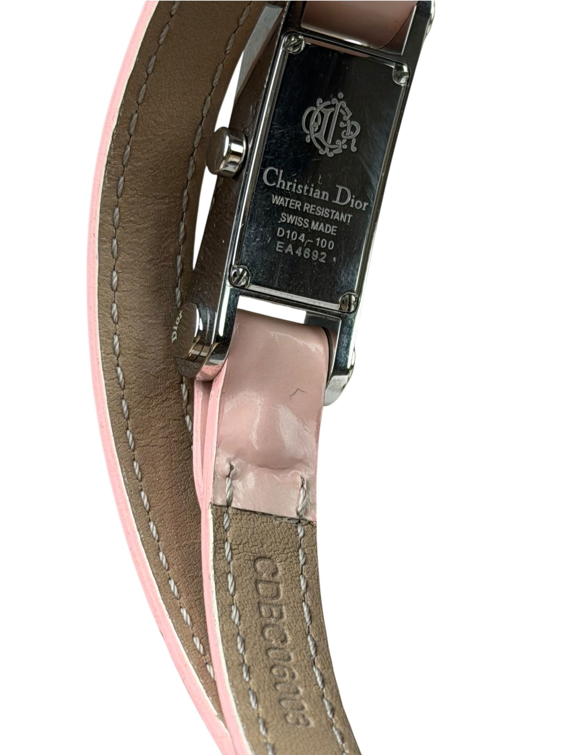 Dior D104 Pink Leather Double Strap Watch