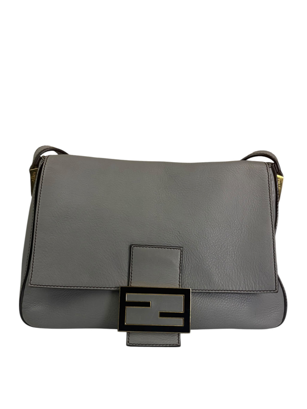 Fendi Grey Leather Shoulder Bag