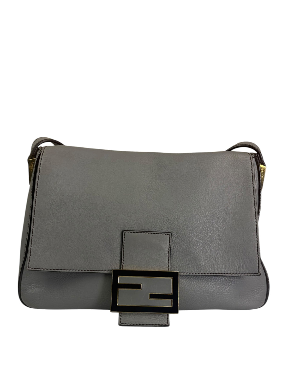 Fendi Grey Leather Shoulder Bag