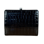 Vivienne Westwood Black Patent Croc Embossed Compact Wallet