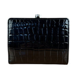 Vivienne Westwood Black Patent Croc Embossed Compact Wallet