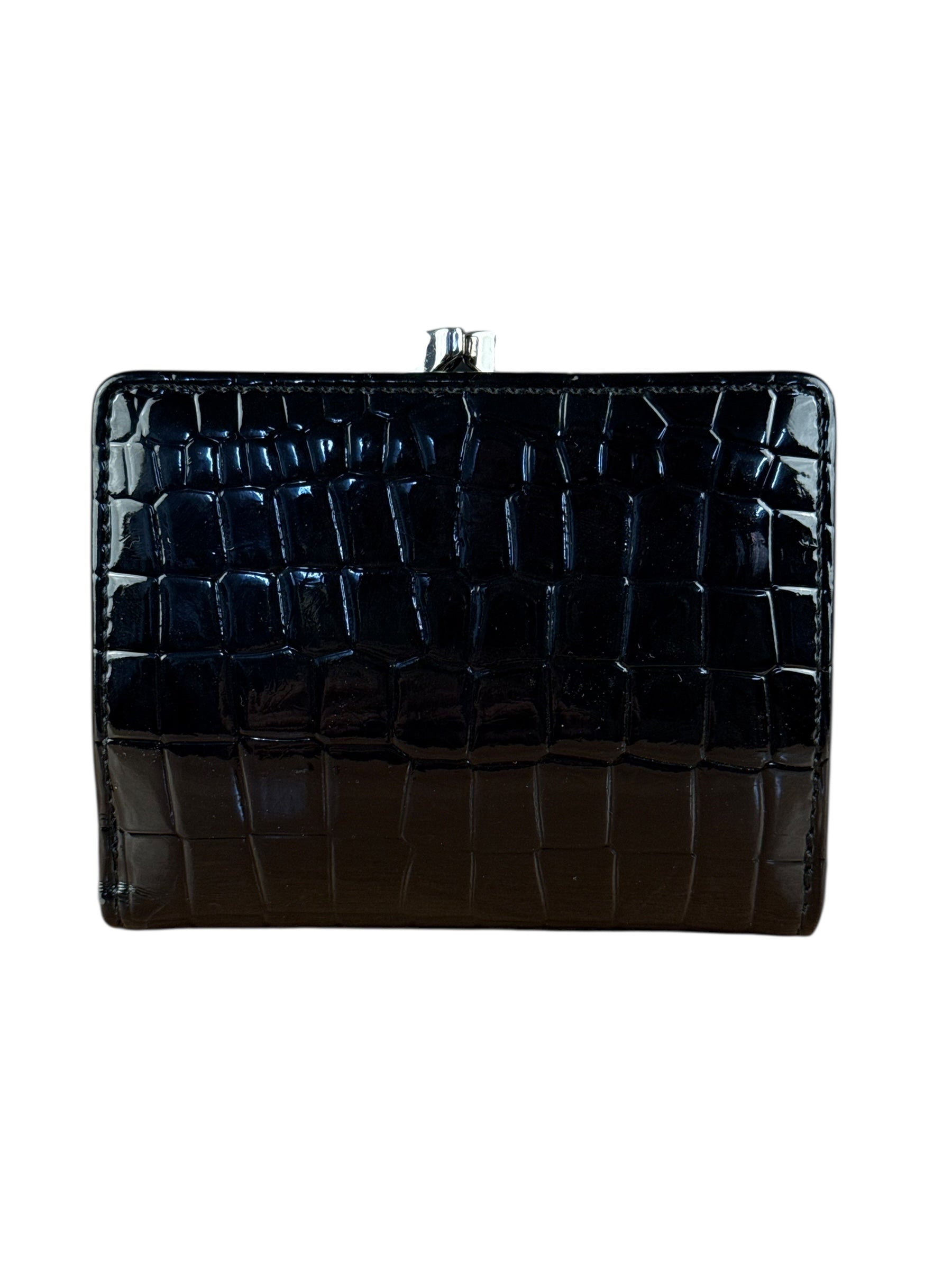 Vivienne Westwood Black Patent Croc Embossed Compact Wallet