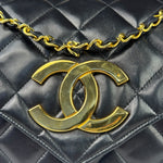 Chanel Black Quilted Leather Envelope Flap Bag Early 90's
