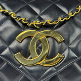Chanel Black Quilted Leather Envelope Flap Bag Early 90's