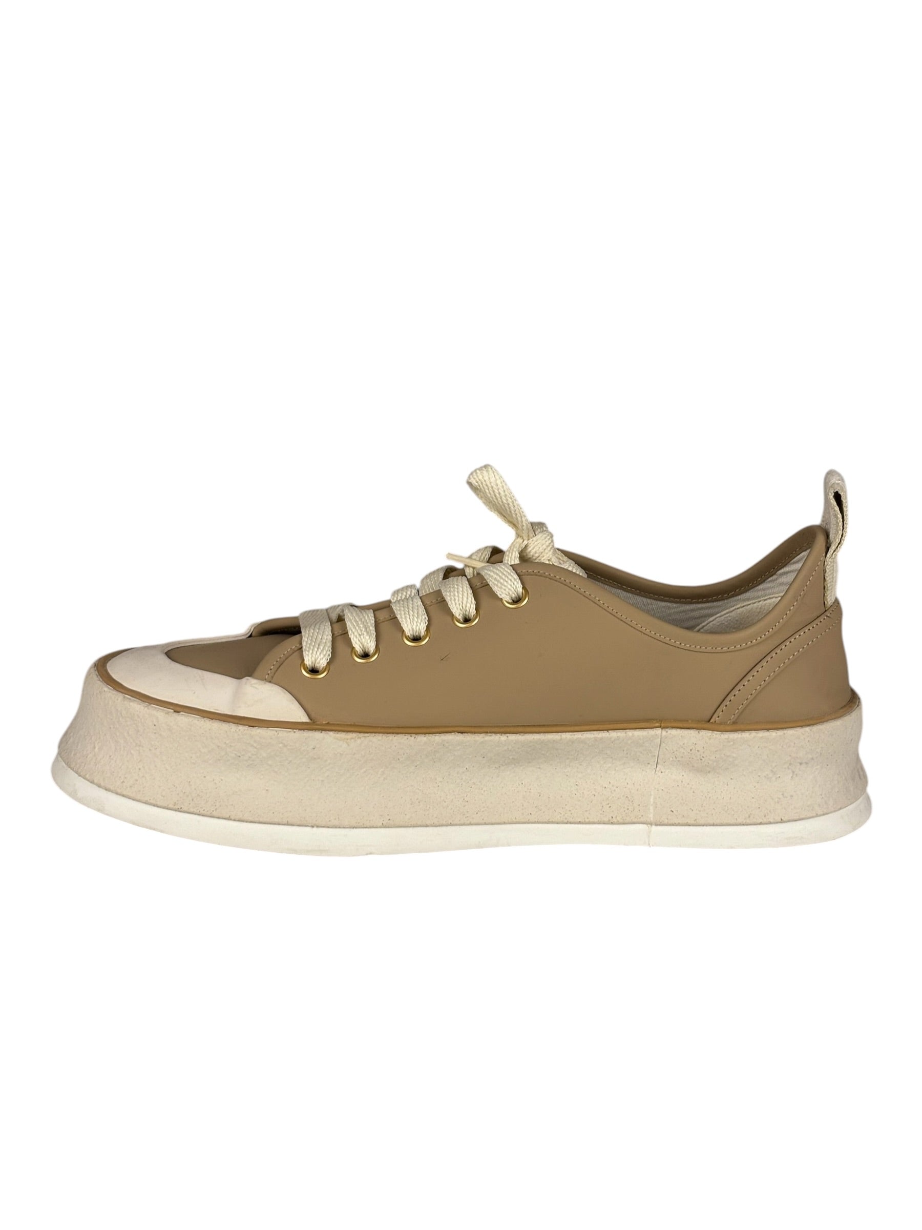 Max Mara Leather Platform Sneaker Beige