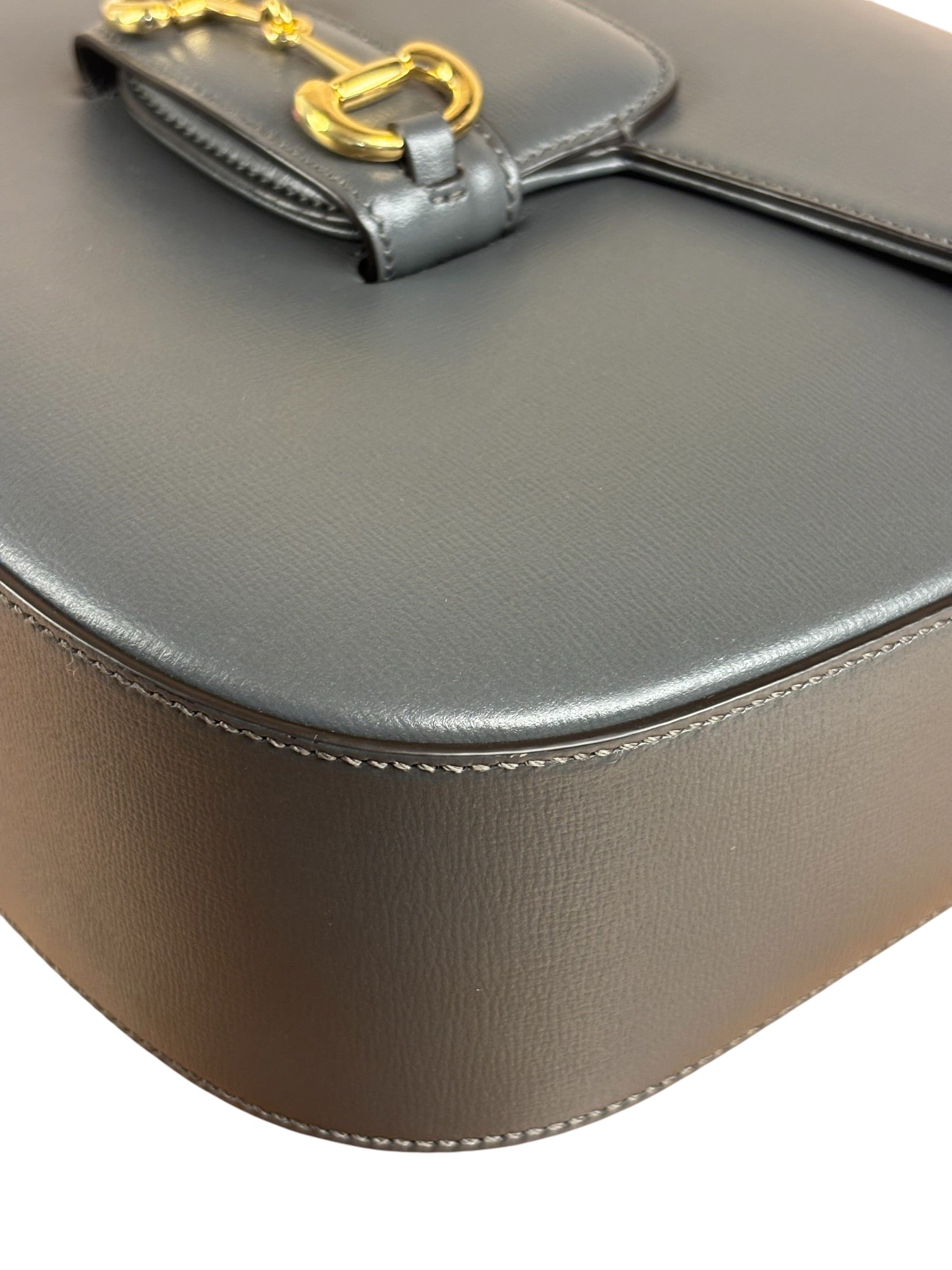 Gucci Grey Leather 1955 Horsebit Shoulder Bag
