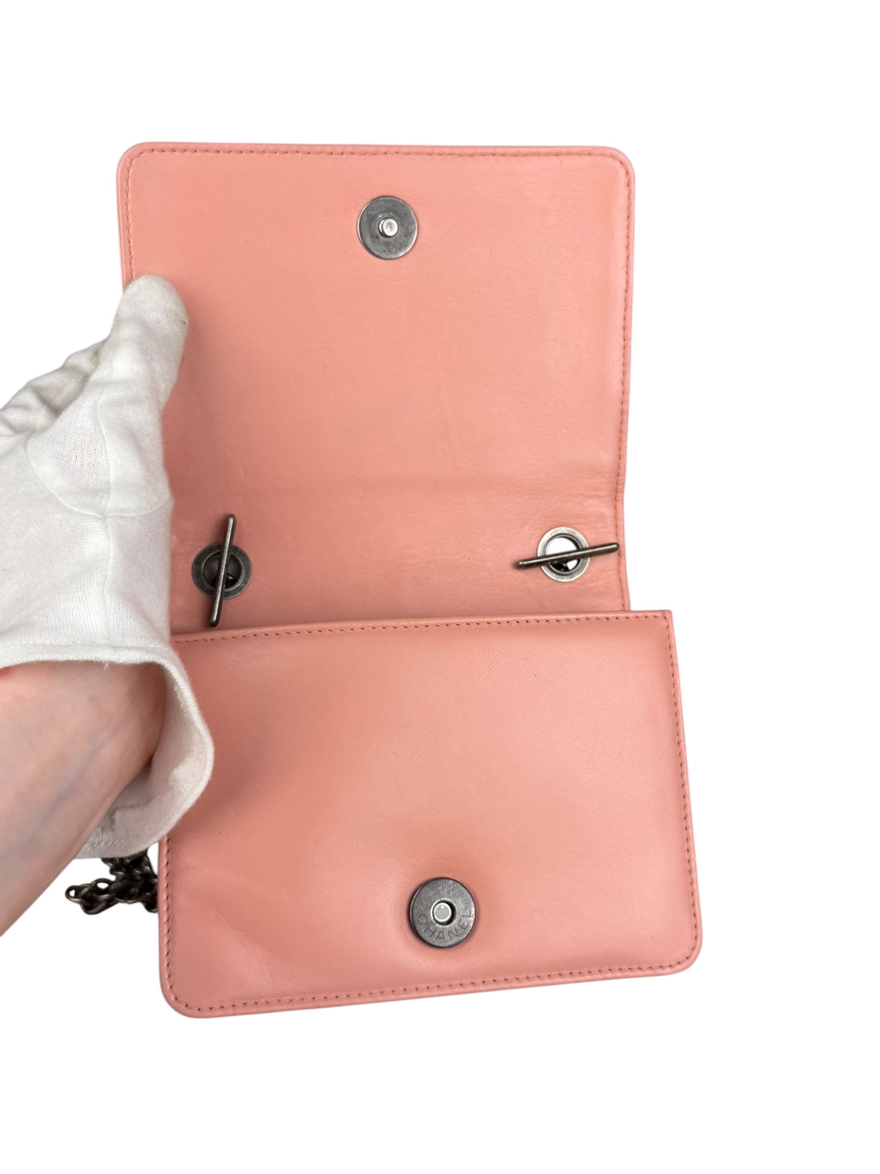 Chanel Pink Mini Boy Brick Chain Flap Bag 2013