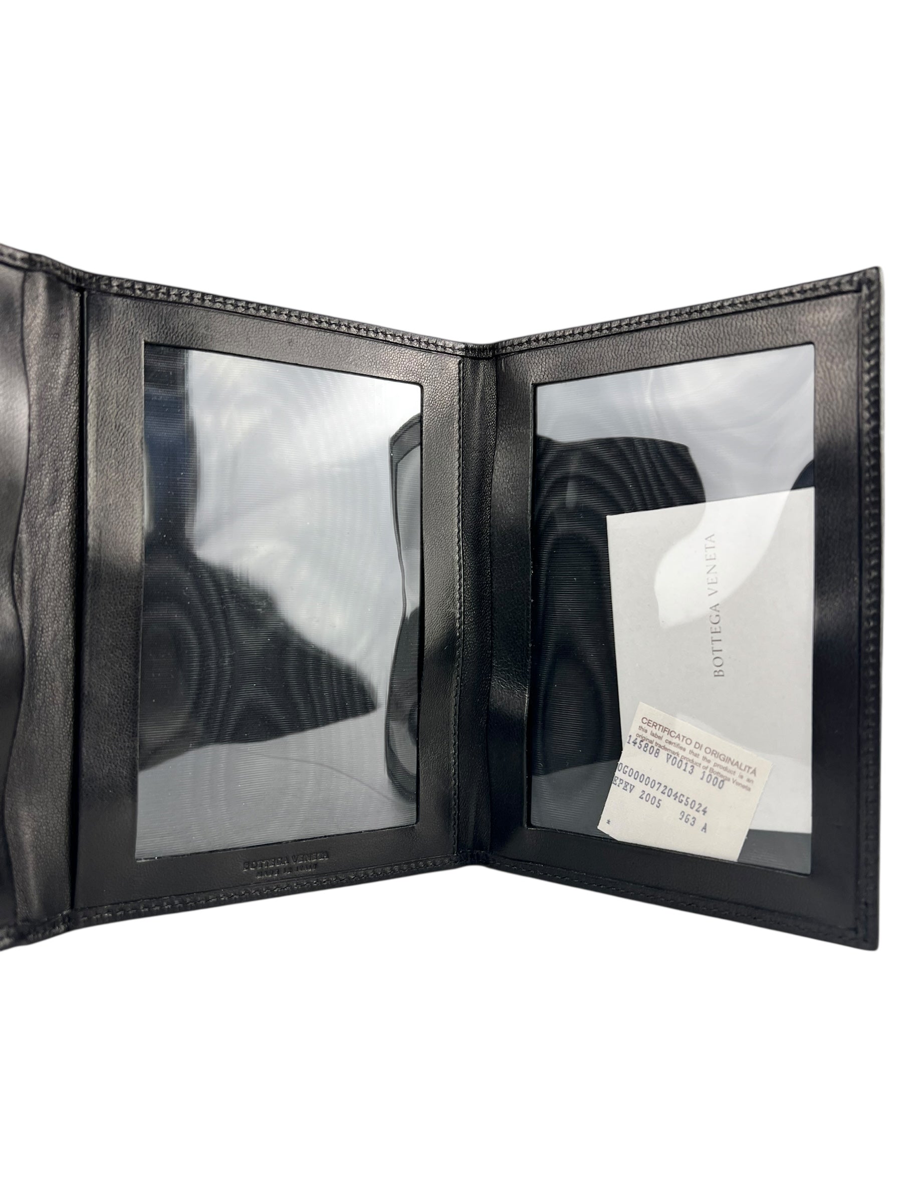 Bottega Veneta Intercciato Black Passport Holder